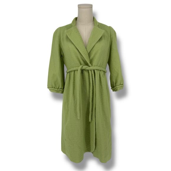 Vintage Y2K Vivienne Tam Lime Green Car Coat Jacket 4 Babydoll Cottage Euro - Picture 1 of 10